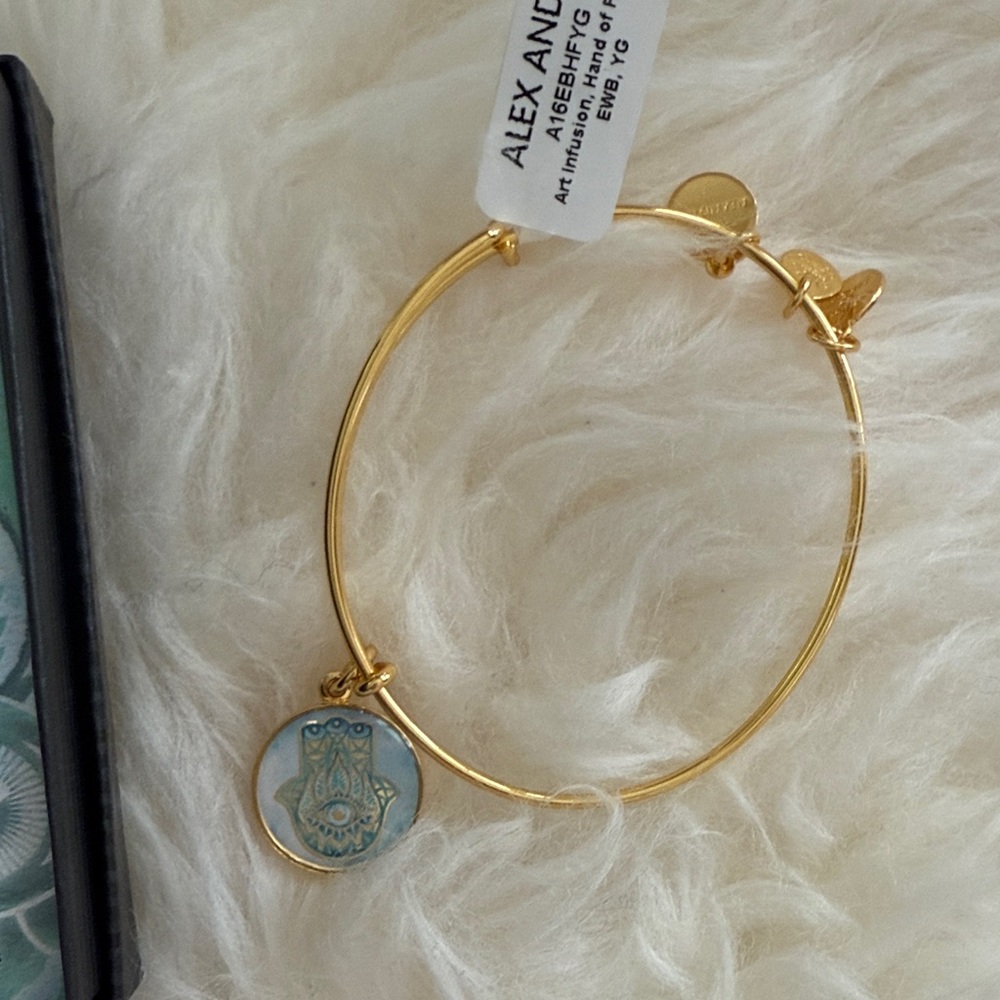 Alex and Ani Gold and Blue Hamsa Bracelet